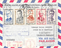 1960 Enveloppe Liaison Aérienne France-Polynésie Via Los Angelès (Ligne Tour Du Monde) Surchargée De Cachets Divers. - Unclassified