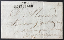 France Griffe 28 ROSPORDEN Sur Lettre 16.10.1826 - (B793) - 1701-1800: Précurseurs XVIII
