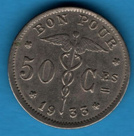 BELGIQUE BON POUR 50 CENTIMES 1933 KM# 87 - 50 Cents