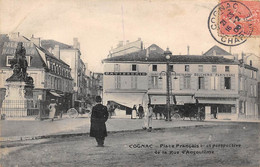 Cognac       16     Place François 1er Et Perspective De La Rue D'Angoulême    - Décollée -   (voir Scan) - Cognac