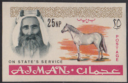 Ajman 1965 MNH Sc #O1 IMPERF 25np Arab Stallion - Ajman