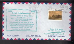 CANADA First Flight 51st Anniversary - Ottawa To Lethbridge June 22, 1922 - Sobres Conmemorativos