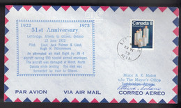 CANADA First Flight 51st Anniversary -  Lethbridge To Ottawa June 22, 1922 - Sobres Conmemorativos