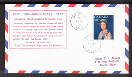 CANADA 50th Anniversary -  Trepassey To Rome Aborted De Pinedo Flight 2 - Enveloppes Commémoratives