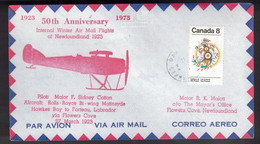CANADA 50th Anniversary -  Newfoundland Flight From Hawkes Bay To Flowers Cove - Enveloppes Commémoratives