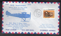 CANADA 50th Anniversary -  NL Flight Forteau Lab To Flower's Cove To Hawkes Bay 3 - Sobres Conmemorativos