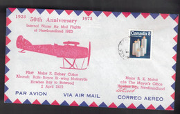 CANADA 50th Anniversary -  NL Flight  Hawkes Bay TO Botwood April 2, 1923 - Sobres Conmemorativos