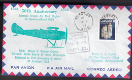 CANADA 50th Anniversary -  NL Flight  Botwood To Port Saunders January 18, 1923 - Commemorative Covers
