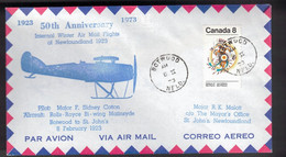 CANADA 50th Anniversary -  NL Flight Botwood To St John's Feb 8, 1923 - Commemorative Covers