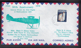 CANADA 50th Anniversary -  NL Flight Hawkes Bay-Rigolet-Botwood May 16, 1923 2 - Sobres Conmemorativos