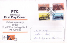 ZIMBABWE : FIRST DAY COVER : 17 OCTOBER 1980: 75TH ANNIVERSARY OF POST OFFICE SAVINGS BANK - Zambezia