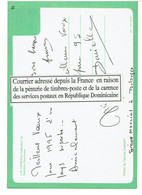 CURIOSITE PHILATELIQUE : 1995 CPM Postée Depuis La France Car Pénurie De Timbre Et Carence Poste Rep. Dominicaine !! - Used Stamps