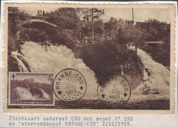 COB / OBP N° 293 Waterval Cascade Roanne-Coo - Prachtig / Superbe - 1e Dag Afstempeling - Obl 1ere Jour - 1905-1934