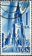 ALLEMAGNE / DEUTSCHLAND - Franz. Zone BADEN - 1948 - Mi.27yI 1DM Blau - Obl. / Gestempelt - TB (c) - Bade