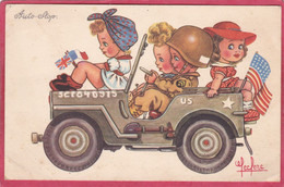 CPA  Illustrateur LECLERC Jeep Américaine AUTO STOP  US  ( Illus - Leclerc