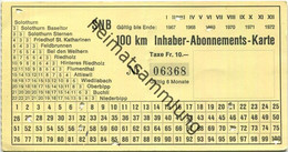 Schweiz - Solothurn-Niederbipp-Bahn - SNB 100 Km Inhaber-Abonnements-Karte - Fahrkarte 1968 Taxe Fr. 10.- - Europe