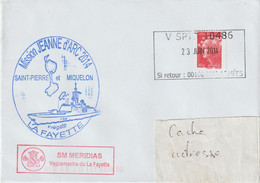 13751  Frégate LA FAYETTE à St PIERRE Le 23 Juin 2014- Mission JEANNE D'ARC. - Storia Postale