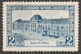 Train Station St. PÖLTEN - BAHNHOF Railway Widow Orphan Austria KuK Charity Aid LABEL CINDERELLA VIGNETTE - Sonstige & Ohne Zuordnung