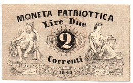 Governo Provvisorio Di Venezia - Moneta Patriottica 2 Lire 1848 - Sonstige & Ohne Zuordnung