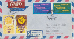 K.U.T. KENYA 1964 Olympic Games Tokyo Set On Superb Registered Express Delivery Airmail - Kenia (1963-...)