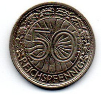 Allemagne - 50 Reichspfennig 1927 J TTB - 50 Rentenpfennig & 50 Reichspfennig