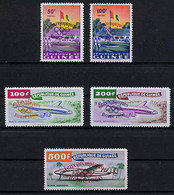 Guinea, Guinee, 1960, Olympic Summer Games Rome, Flags, Airplanes, Overprinted, MNH, Michel 49-53 - Guinée (1958-...)