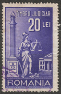 Justitia MYTHOLOGY Libra - ROMANIA - Stempelmarke TAX JUDAICAL Revenue Stamp - Used - 20 LEU - Fiscaux