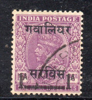 APR677 - GWALIOR , SERVIZIO Soprastampato 1 A Su 1.3/- Usato  (2380A) - Gwalior