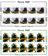 Moldova / PMR Transnistria . EUROPA 2001. Water,a Natural Treasure(Birds) .2 M/S Of 10 - Moldavie