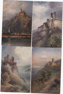 4 CPA  BALADE SUR LE RHIN RHEIN  DER DRACHENFEIS SCHLOB STOLZENFEIS BURG RHEINSTEIN - Collections & Lots