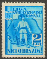 RIFLE GUN - Liga Antirevizionistă Română Anti Revisionist League - ROMANIA 1934 Charity LABEL CINDERELLA VIGNETTE - Transilvania