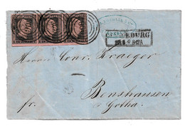 Pre321 / PREUSSEN - Mi.Nr. 2 Auf Briefteil Von 1851 (3-er Streifen) Magdeburg - Benshausen Bei Gotha - Lettres & Documents