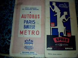 Vieux Papier Plan Officiel " Chaix "  Régie Autonome Des Transports Parisiens Otobus/ Métro Pub Peinture Ripolin Année ? - Europe