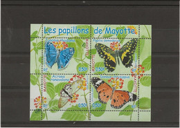 MAYOTTE - BLOC PAPILLONS N° 154 A 157 NEUF SANS CHARNIERE -ANNEE 2004 - TB - Hojas Y Bloques