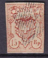 SUISSE- 15 Rp. Type II RAYON III Oblitéré FAUX - 1843-1852 Federal & Cantonal Stamps