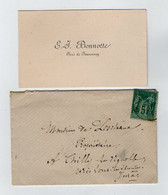 VP18.052 - CDV - Enveloppe & Carte De Visite De Mr E. J. BONNOTTE Curé De FAUVERNEY - Tarjetas De Visita