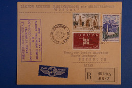 Q10 FRANCE BELLE CARTE RECOM. 1966  IERE LIAISON AERIENNE PARIS BEYROUTH LIBAN QUADRIREACTEUR  + AFFRANCH.INTERESSANT - 1927-1959 Covers & Documents