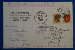 Q10 FRANCE CURIOSITé CARTE 1950  LIAISON AERIENNE  PARIS  SAIGON AIR FRANCE+ AFFRANCH.INTERESSANT - 1927-1959 Briefe & Dokumente