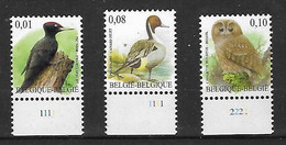 OCB Nr 3939 + 3956 + 4091 Buzin  Plaatnummers Numéro De Planche MNh !! - 1985-.. Birds (Buzin)