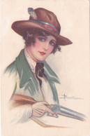 A. Busi, Illustratore -  Bella Cartolina Donna Con Fucile Viaggiata 1918 Per Zona Di Guerra - Busi, Adolfo