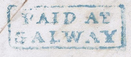 Ireland Galway 1848 Cover To Dublin Boxed 2-line PAID AT/GALWAY In Blue, Matching GALWAY MR 8 1848 Cds - Prefilatelia