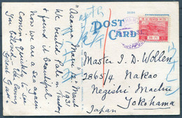 1931 Japan Honolulu Postcard - Yokohama, Asama Maru Seapost - Storia Postale