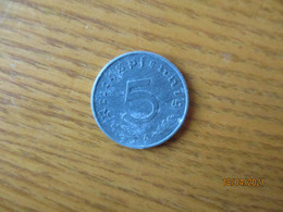 GERMANY  III REICH  NAZI  COIN  1943 A  5 REICHSPFENNIG - 5 Reichspfennig