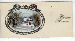 CARTE VOEUX ET BONNE ANNEE- Paysage, Personnes Et Chien, Petites Pierres - - New Year