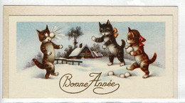 CARTE VOEUX ET BONNE ANNEE- Chats Qui Se Lance Boules De Neige. - New Year