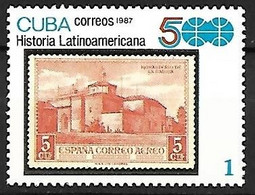 Cuba - MNH ** 1987 : History Of Latin America : Stamp On Stamp : Monasterio De La Rabida - Indiens D'Amérique