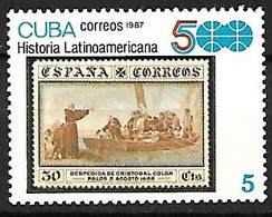 Cuba - MNH ** 1987 : History Of Latin America : Stamp On Stamp : Christobal Colon - American Indians