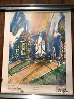 COLUMBIA FIRST SHUTTLE FLIGHT LITHOGRAPHIE 1981 WALTER TAYLOR ARLES ETATS UNIS CAP KENNEDY SPACE CENTER - Lithographien