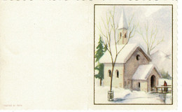 CARTE VOEUX ET BONNE ANNEE- église Sous La Neige, Saint Cyr Du Bailleul, Manche .double Pages. - New Year