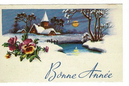 CARTE VOEUX ET BONNE ANNEE- église Sous La Neige, Saint Cyr Du Bailleul, Manche - 1955 - - Neujahr